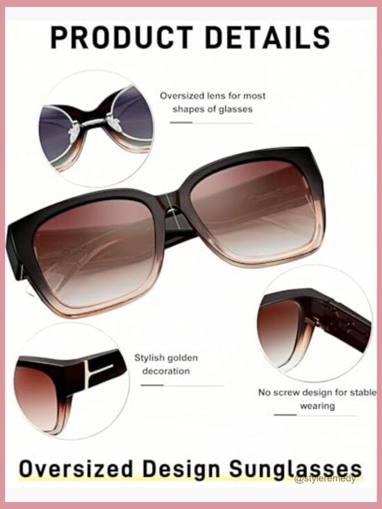Polarized Fit Over Glasses Sunglasses, TR90 Material, Oversized Square Frame main image 4